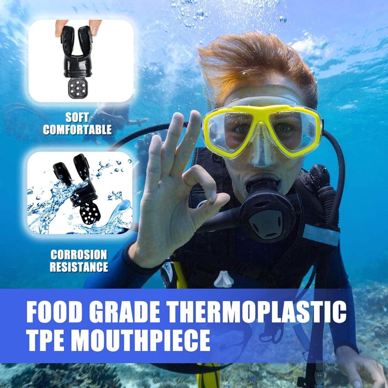 JUSTOOP Store Bite Moldable Scuba Diving Mouthpiece, TPE Moldable Snorkel Mouthpiece Regulator with Regulator Tie Scuba Diving Mouthpiece Replacement Diving Regulator, Pink/Blue/Transparent Black - Image 3